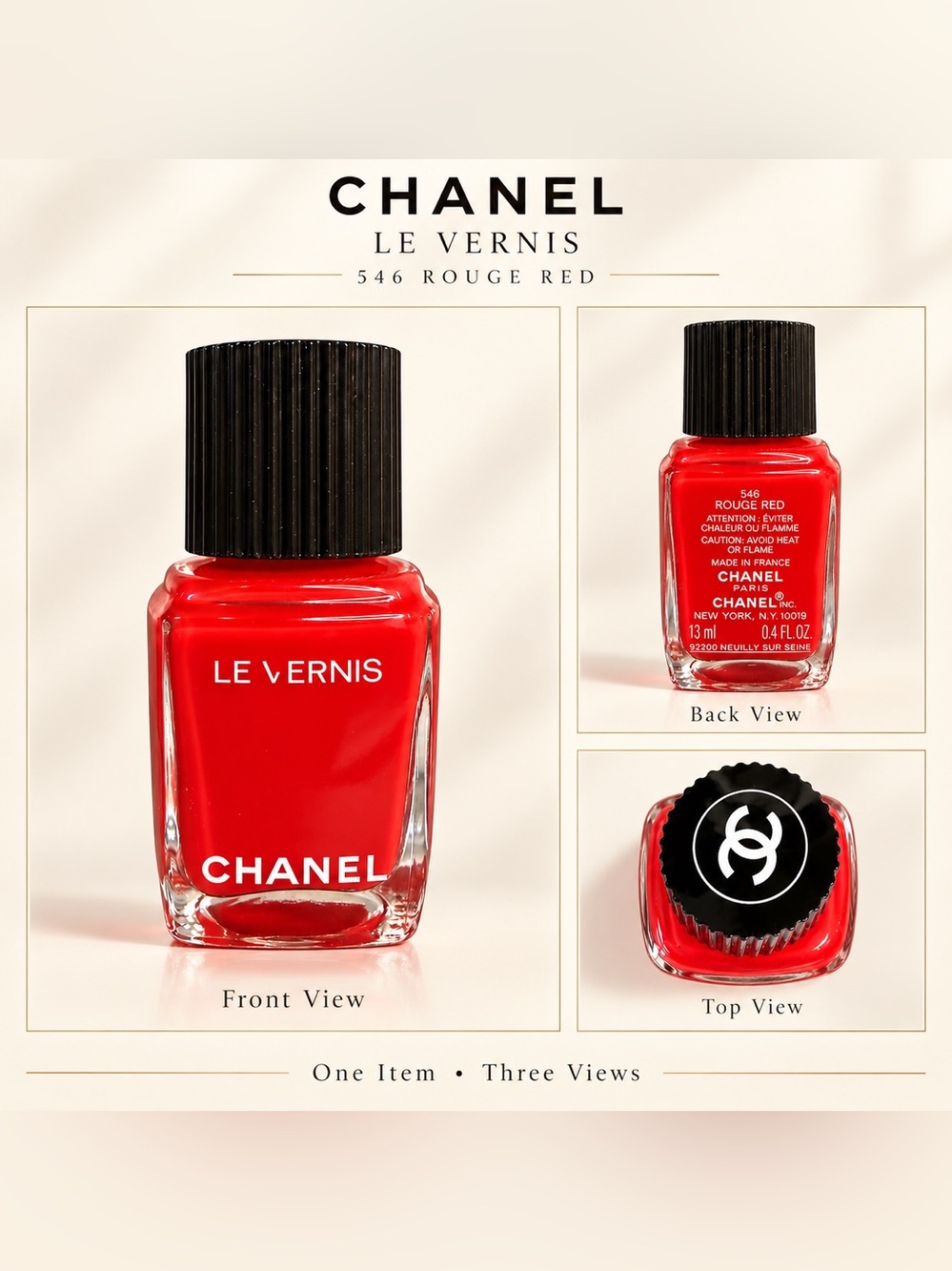 Chanel Le Vernis Nail Polish 546 Rouge Red 0.4 oz